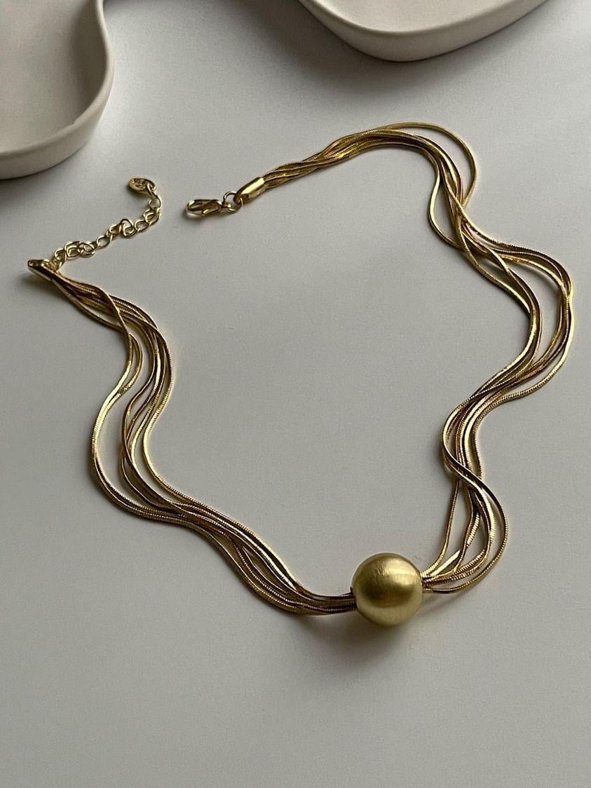 Özel Kaplama Gold Mat Topçuklu Kolye (48 Cm)