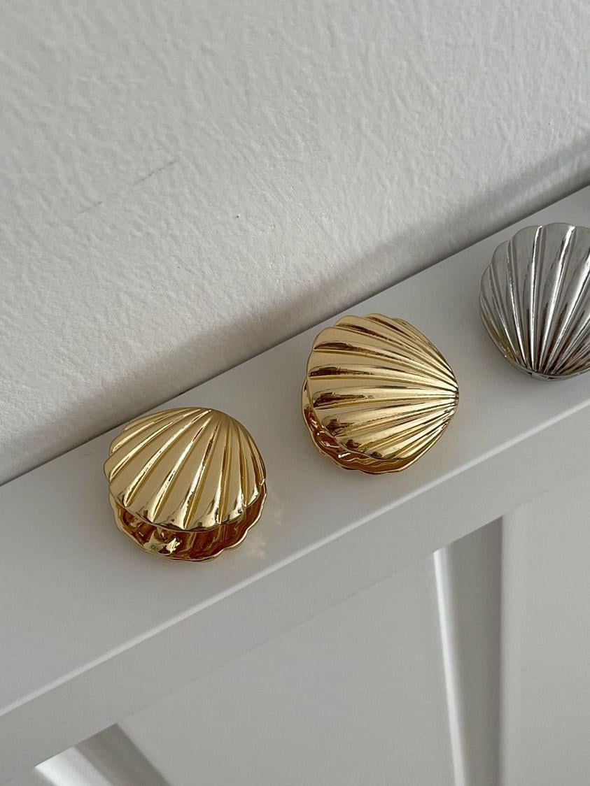 Özel Kaplama Gold Midye Küpe (2 Cm)