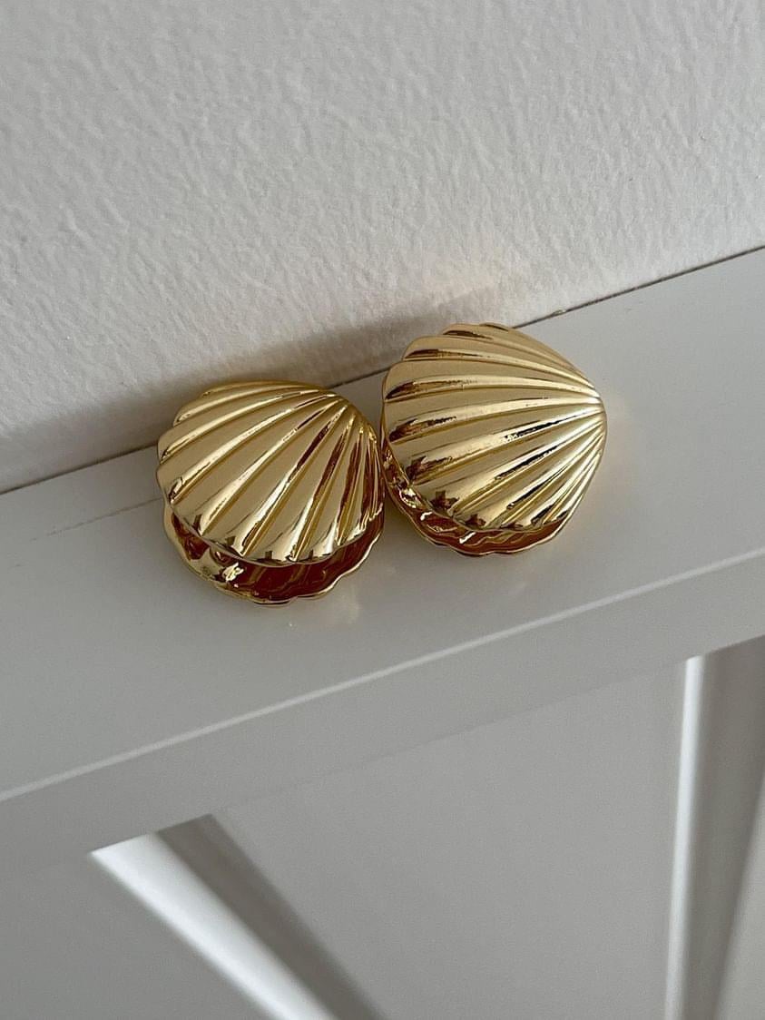 Özel Kaplama Gold Midye Küpe (2 Cm)
