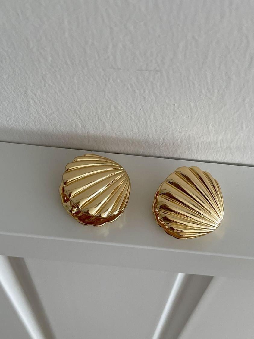 Özel Kaplama Gold Midye Küpe (2 Cm)