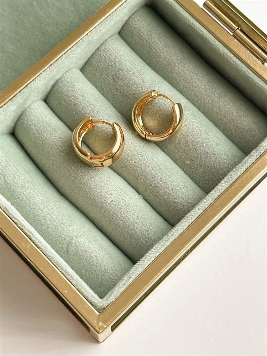 Özel Kaplama Gold Renk Basic Halka Küpe (1.5 Cm)