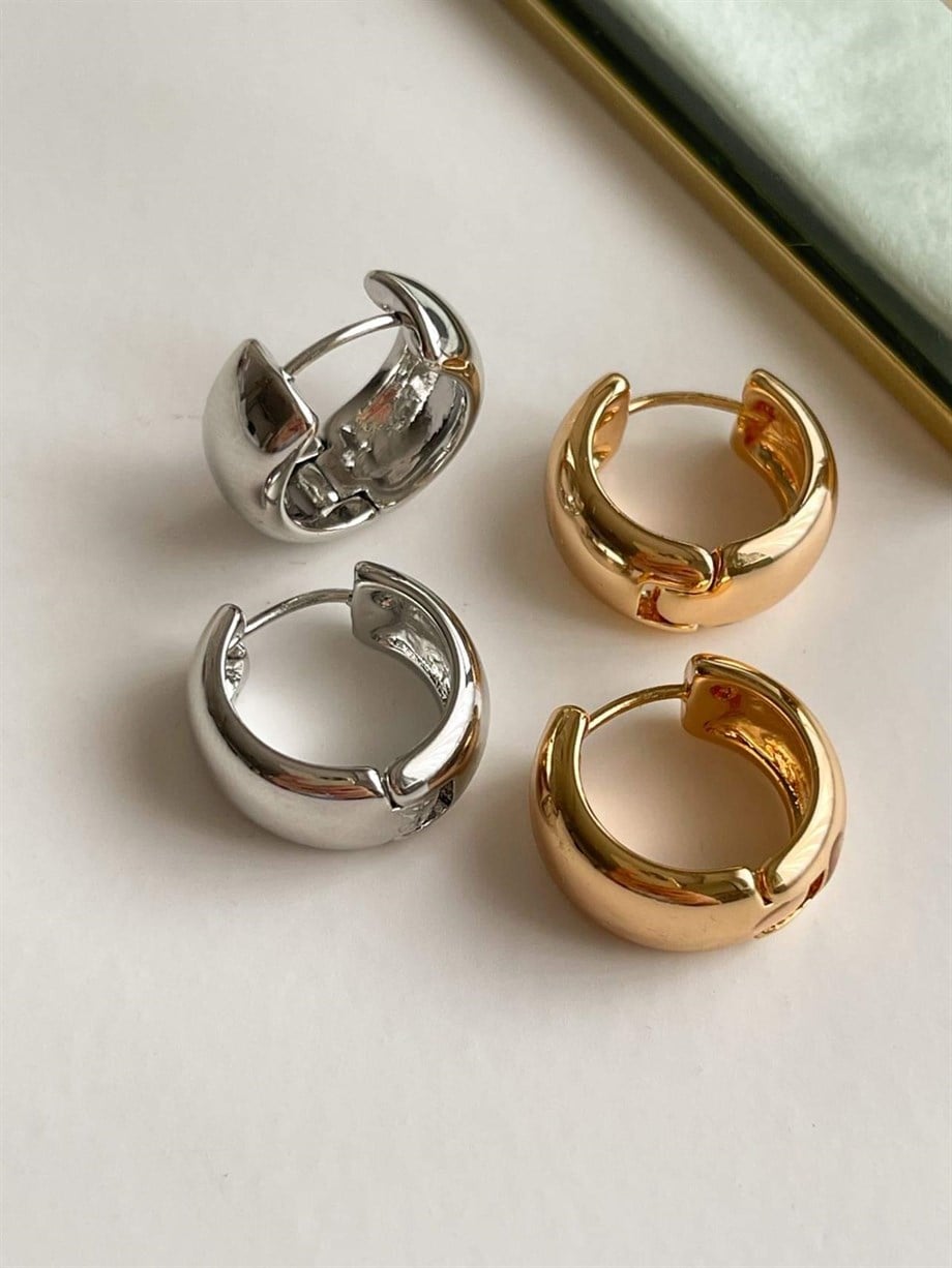Özel Kaplama Gold Renk Basic Halka Küpe (1.5 Cm)