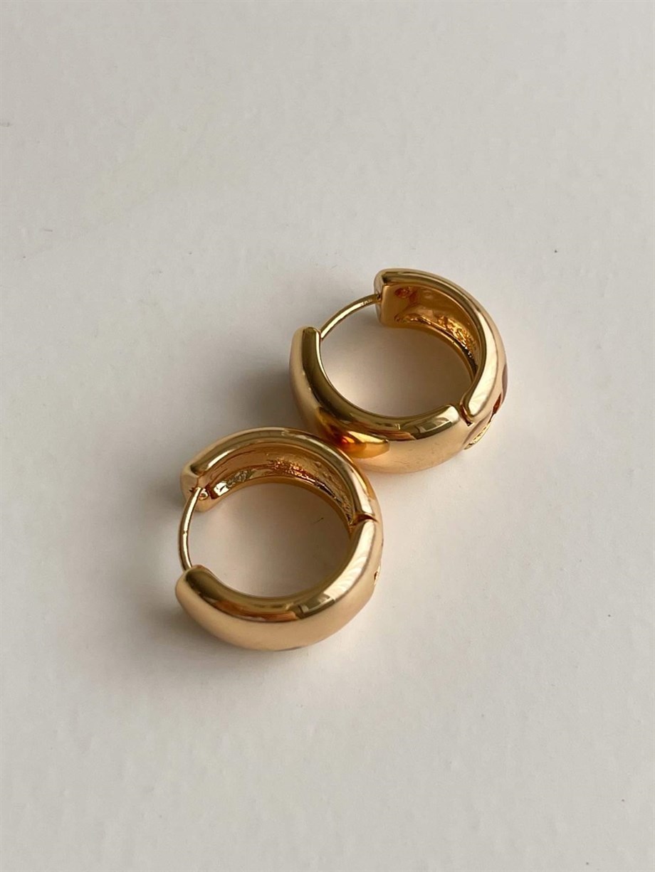 Özel Kaplama Gold Renk Basic Halka Küpe (1.5 Cm)