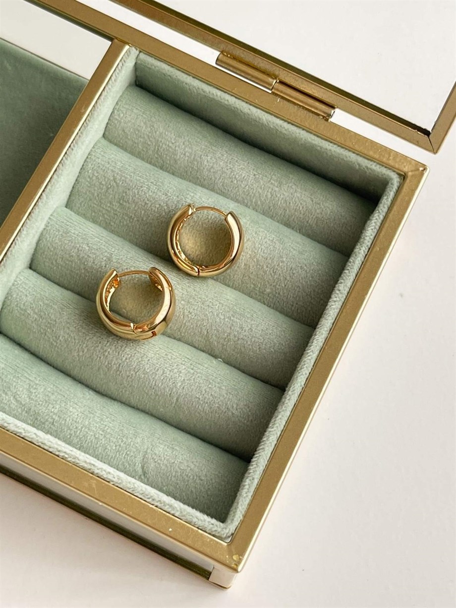 Özel Kaplama Gold Renk Basic Halka Küpe (1.5 Cm)