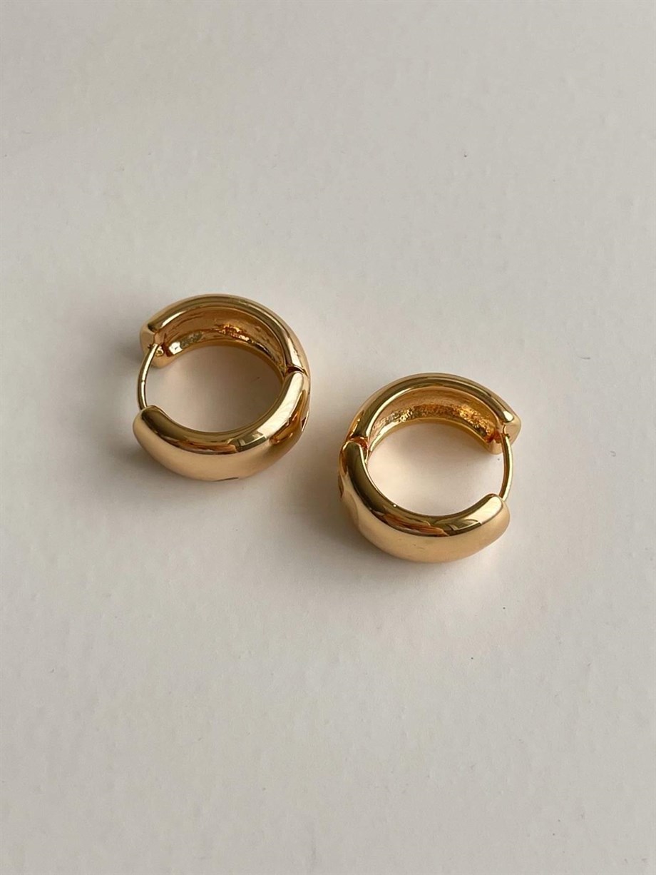 Özel Kaplama Gold Renk Basic Halka Küpe (1.5 Cm)