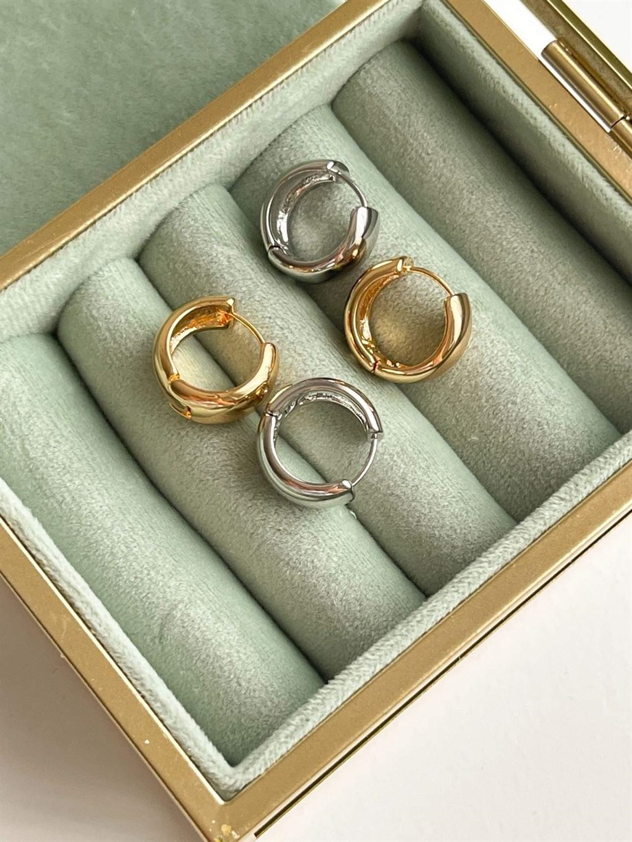 Özel Kaplama Gold Renk Basic Halka Küpe (1.5 Cm)