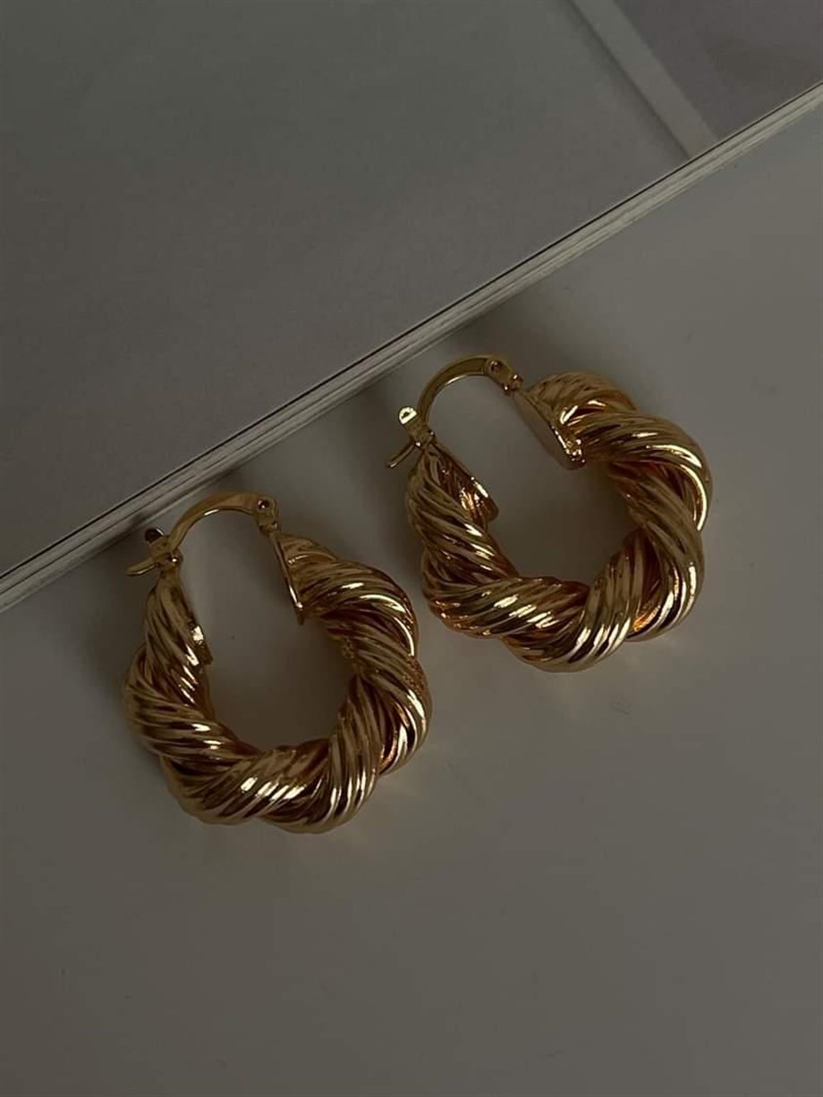 Özel Kaplama Gold Renk Tina Küçük Boy Halka Küpe (2.80 Cm)