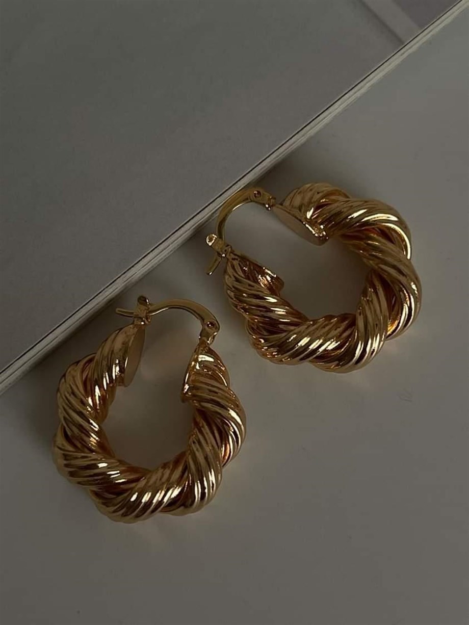 Özel Kaplama Gold Renk Tina Küçük Boy Halka Küpe (2.80 Cm)
