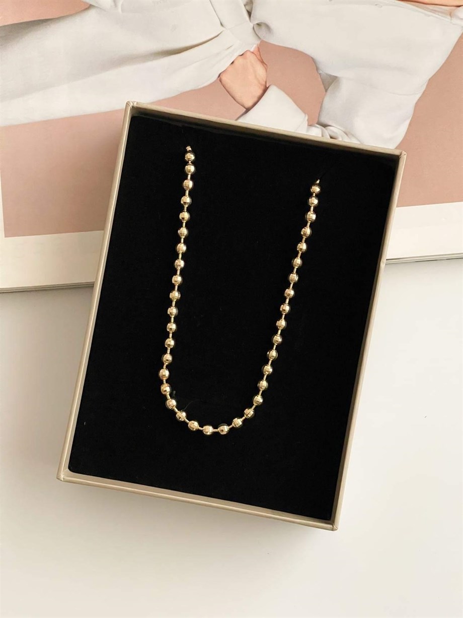 Özel Kaplama Gold Renk Topçuklu Kolye (46 Cm)