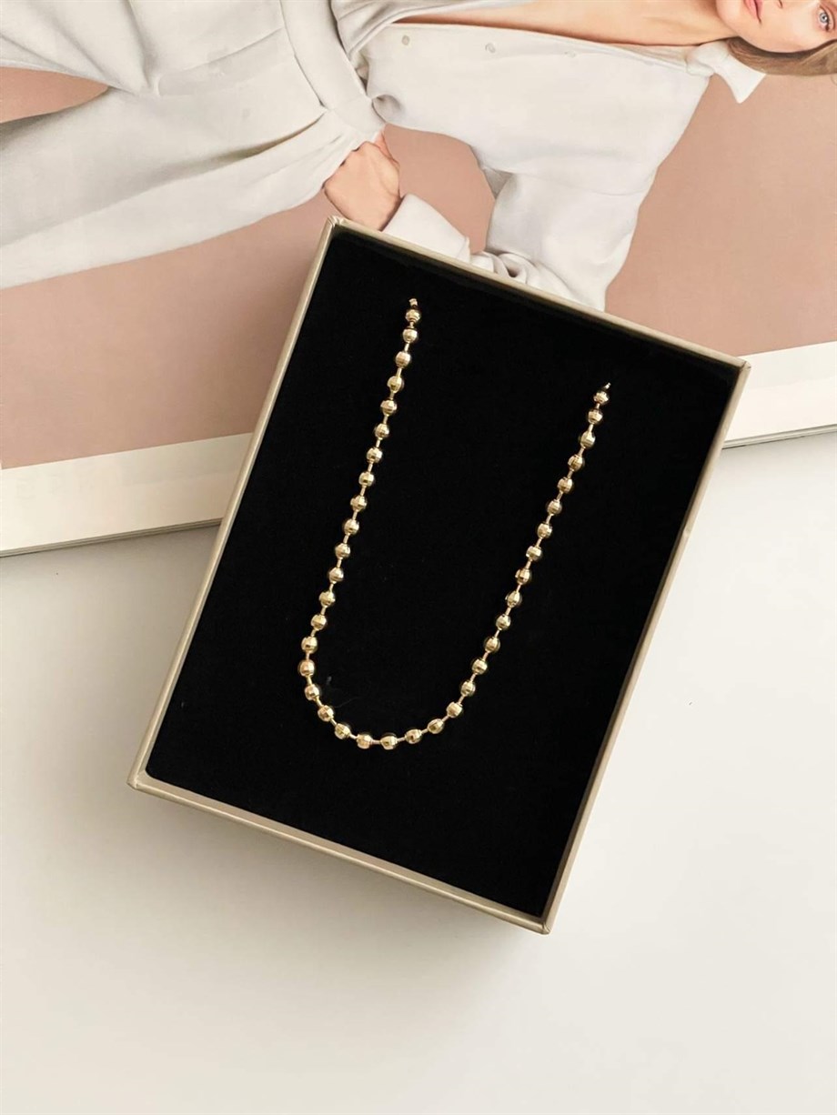 Özel Kaplama Gold Renk Topçuklu Kolye (46 Cm)