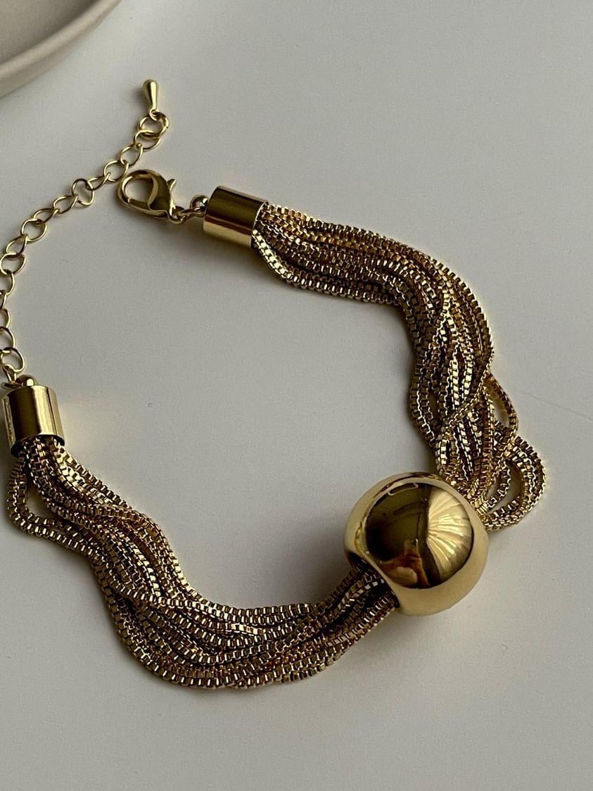 Özel Kaplama Gold Renk Topçuklu Kolye (43 Cm)