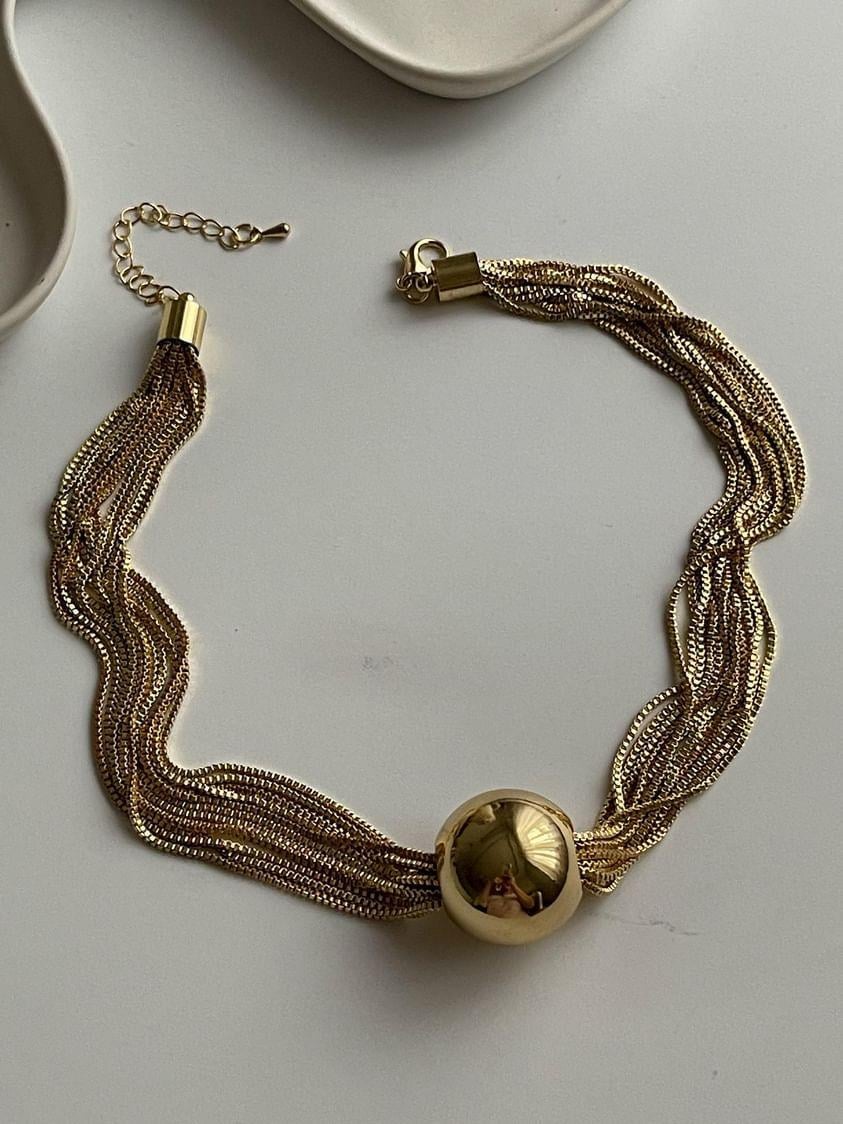 Özel Kaplama Gold Renk Topçuklu Kolye (43 Cm)