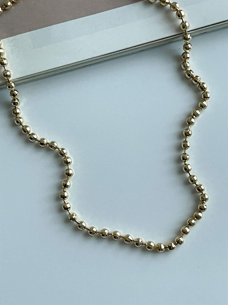 Özel Kaplama Gold Renk Topçuklu Kolye (46 Cm)