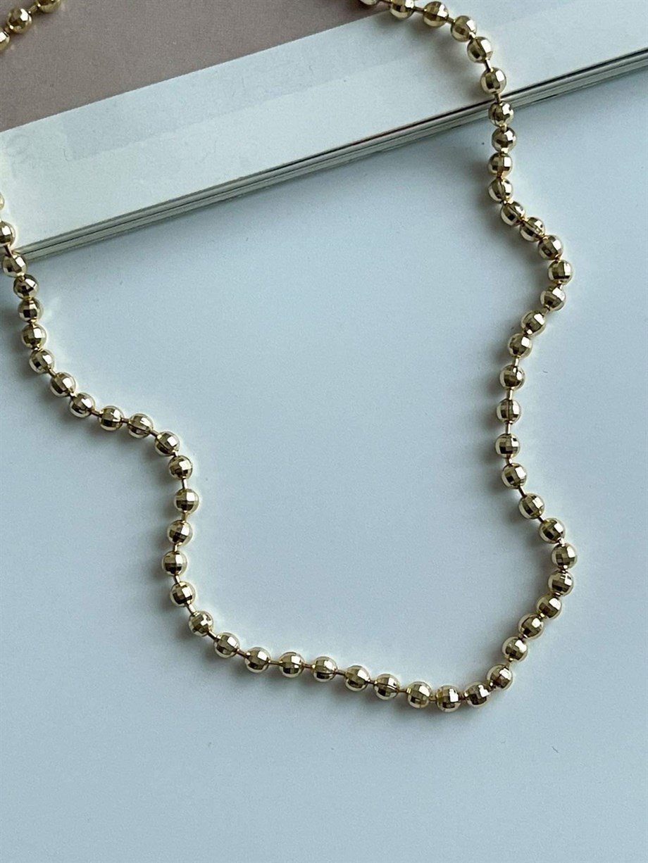 Özel Kaplama Gold Renk Topçuklu Kolye (46 Cm)