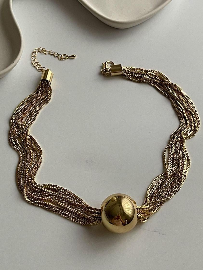 Özel Kaplama Gold Renk Topçuklu Kolye (43 Cm)