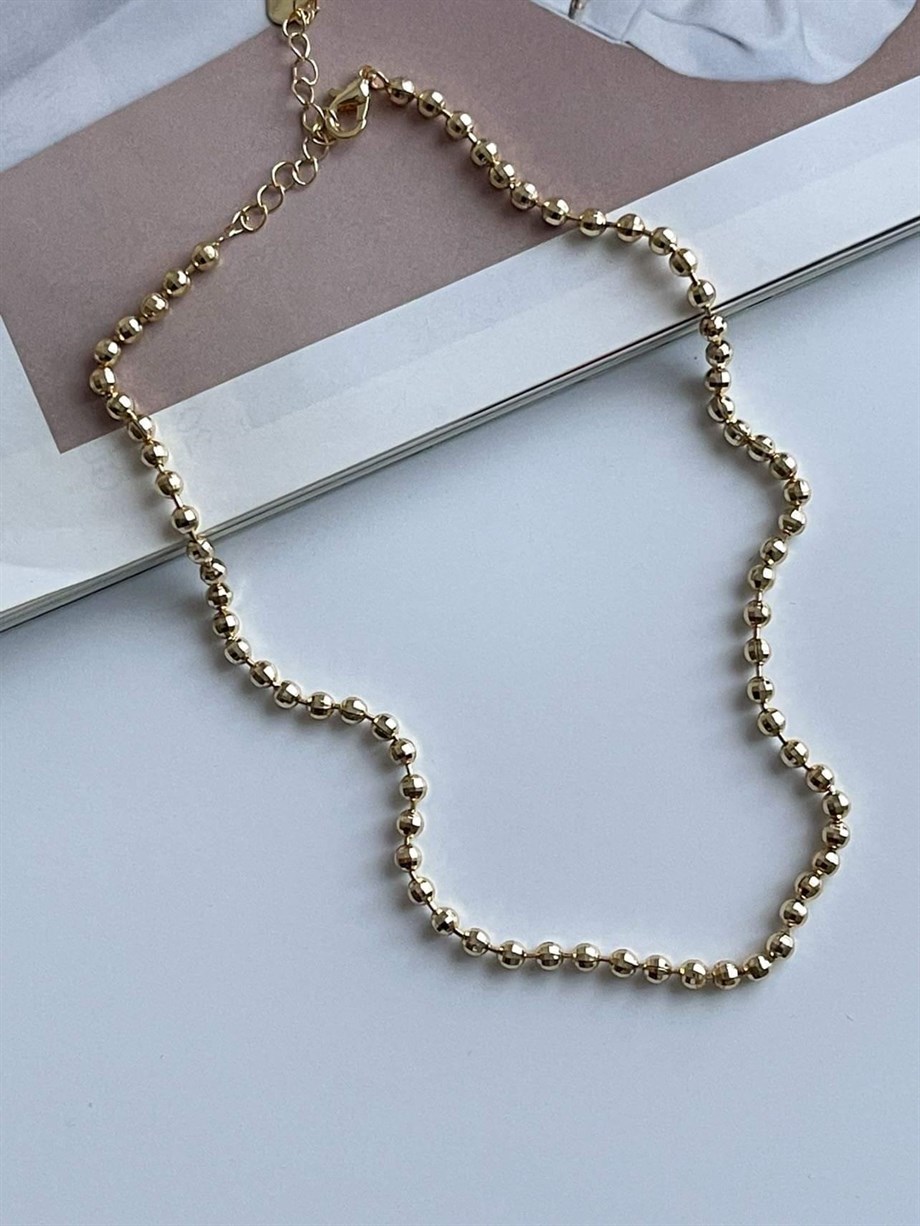 Özel Kaplama Gold Renk Topçuklu Kolye (46 Cm)