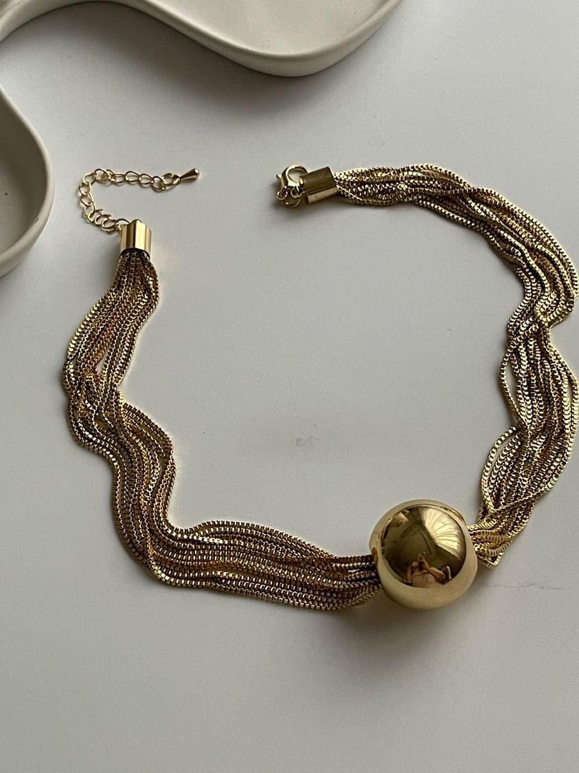 Özel Kaplama Gold Renk Topçuklu Kolye (43 Cm)