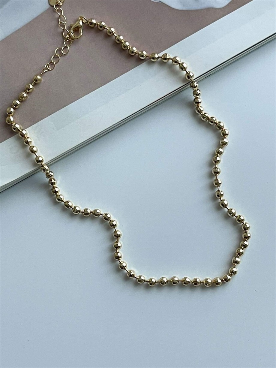 Özel Kaplama Gold Renk Topçuklu Kolye (46 Cm)