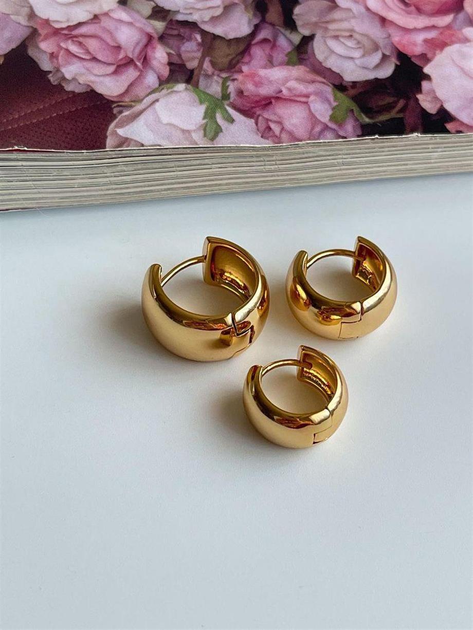 Özel Kaplama Gold Üçlü Halka Küpe Seti (1.5 Cm)