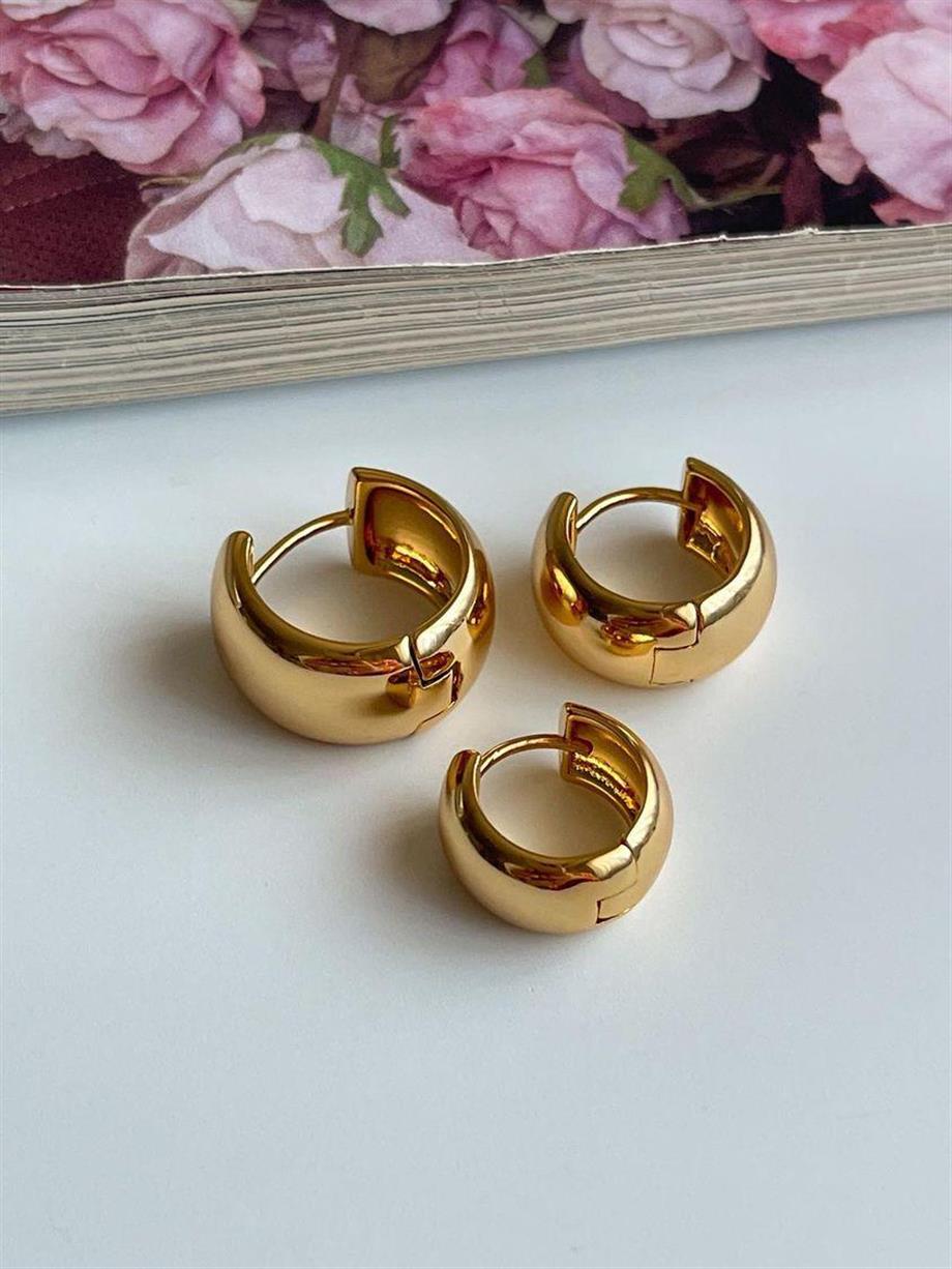Özel Kaplama Gold Üçlü Halka Küpe Seti (1.5 Cm)