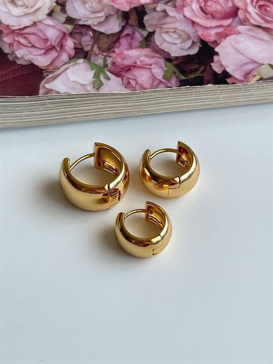 Özel Kaplama Gold Üçlü Halka Küpe Seti (1.5 Cm)