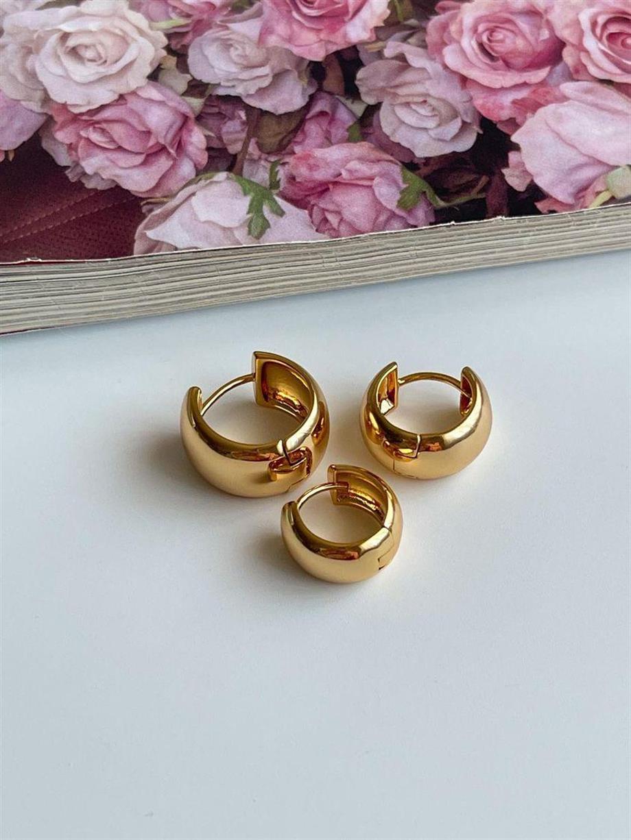 Özel Kaplama Gold Üçlü Halka Küpe Seti (1.5 Cm)