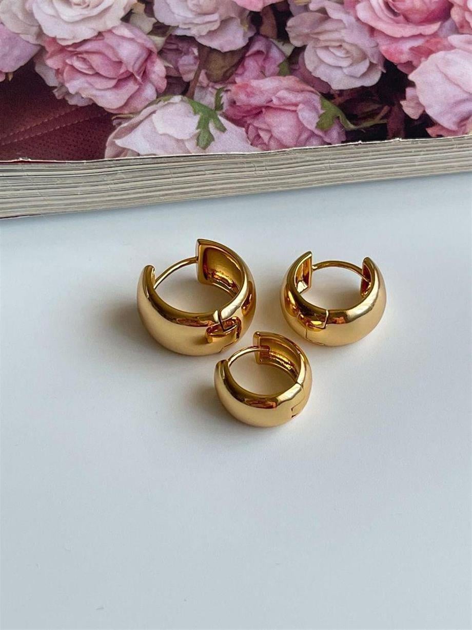 Özel Kaplama Gold Üçlü Halka Küpe Seti (1.5 Cm)