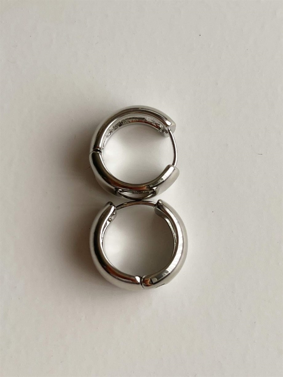 Özel Kaplama Gümüş Renk Basic Halka Küpe (1.5 Cm)