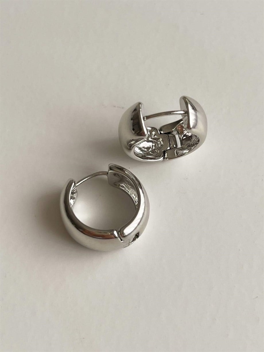 Özel Kaplama Gümüş Renk Basic Halka Küpe (1.5 Cm)