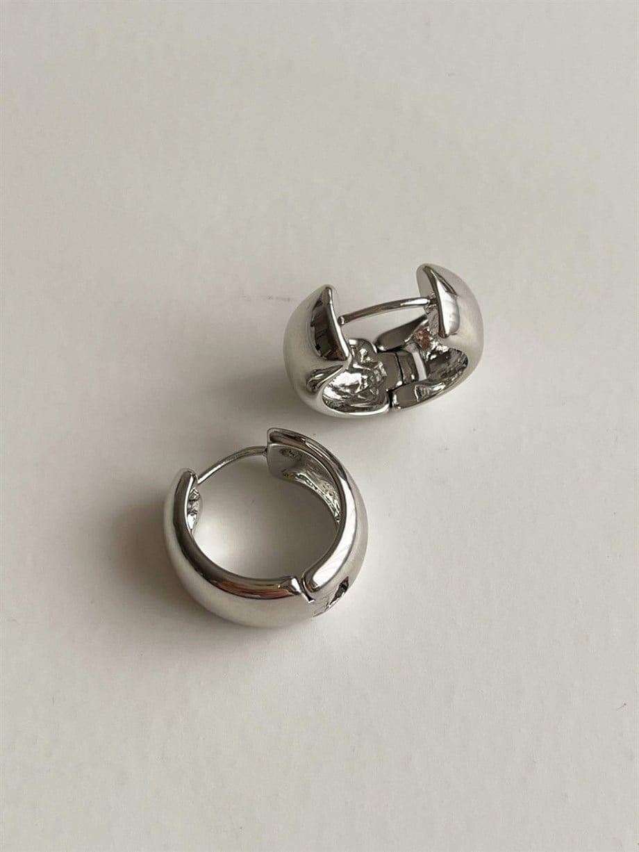 Özel Kaplama Gümüş Renk Basic Halka Küpe (1.5 Cm)