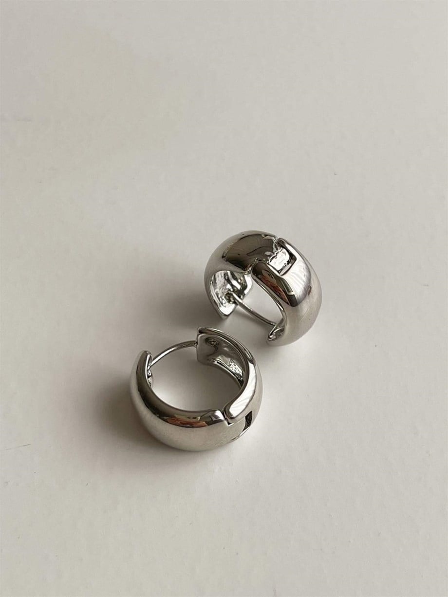 Özel Kaplama Gümüş Renk Basic Halka Küpe (1.5 Cm)