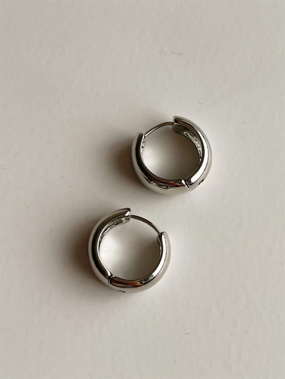 Özel Kaplama Gümüş Renk Basic Halka Küpe (1.5 Cm)