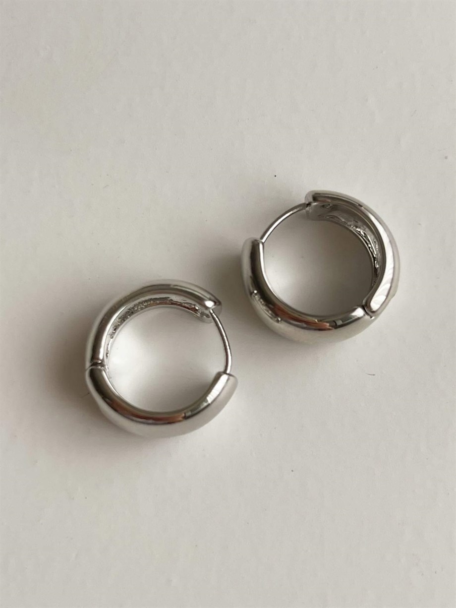 Özel Kaplama Gümüş Renk Basic Halka Küpe (1.5 Cm)