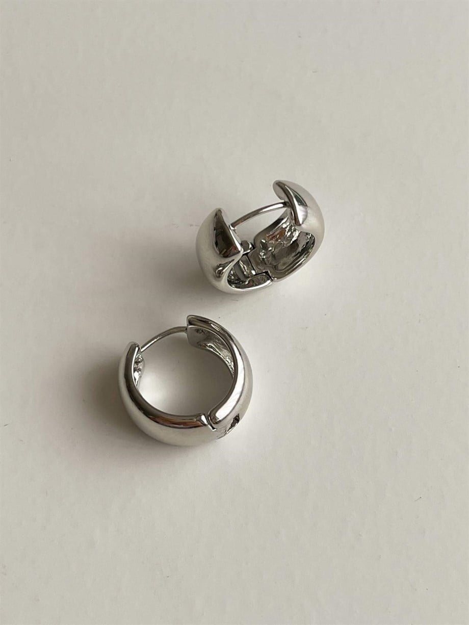 Özel Kaplama Gümüş Renk Basic Halka Küpe (1.5 Cm)