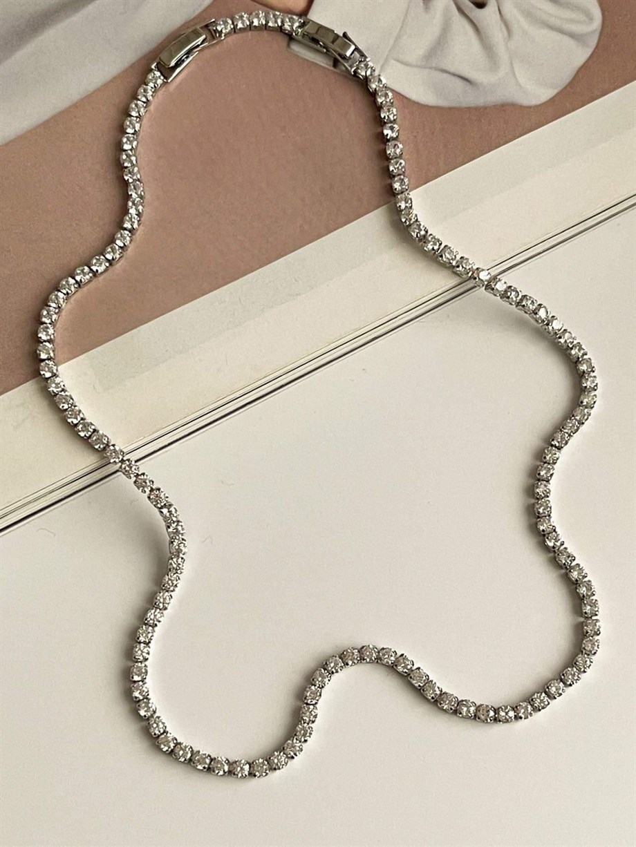 Özel Kaplama Gümüş Renk Su Yolu Kolye (45 Cm)