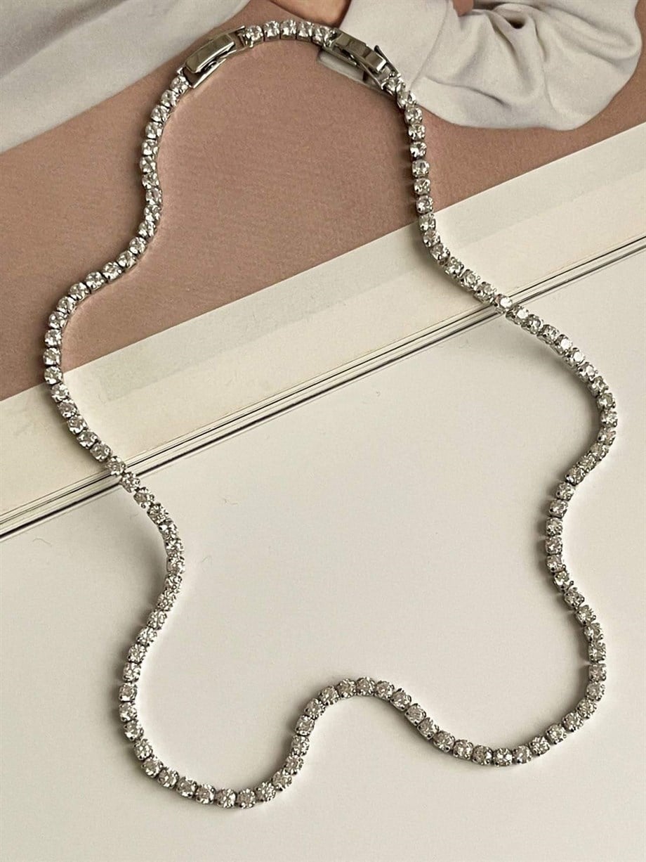 Özel Kaplama Gümüş Renk Su Yolu Kolye (45 Cm)