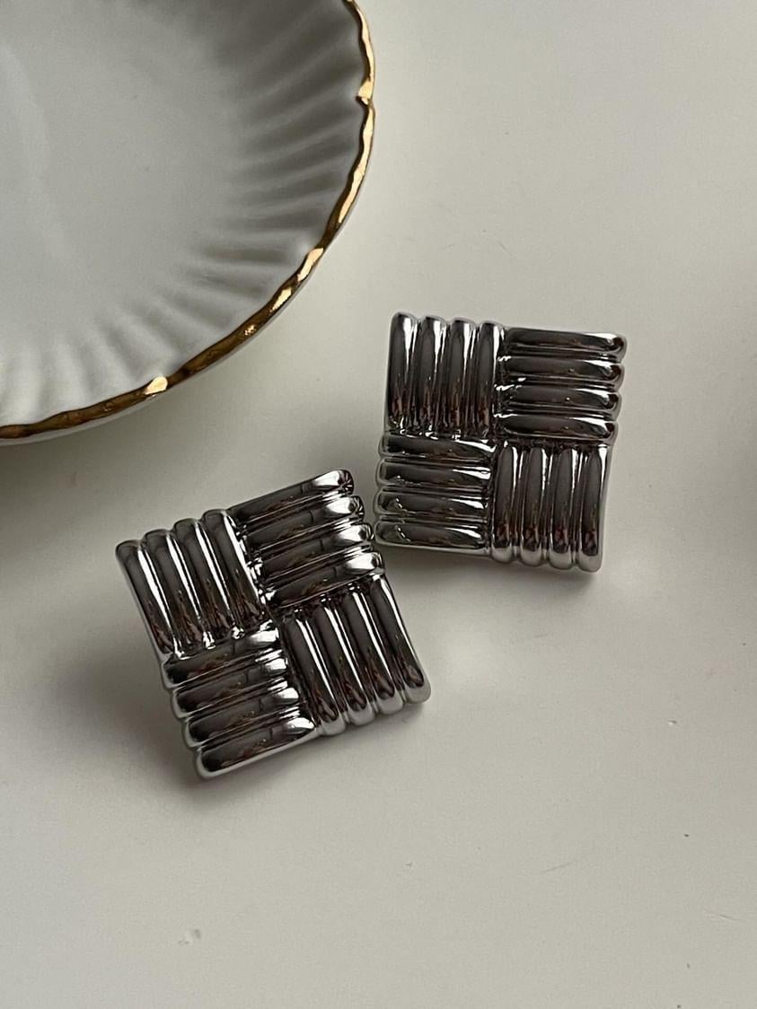 Özel Kaplama Gümüş Renk Vintage Küpe (2.40 Cm)