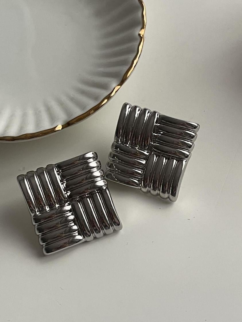 Özel Kaplama Gümüş Renk Vintage Küpe (2.40 Cm)