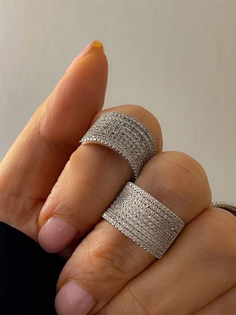 Özel Kaplama Gümüş Renk Zirkon Taşlı Numaralı Yüzük (18 Numara)