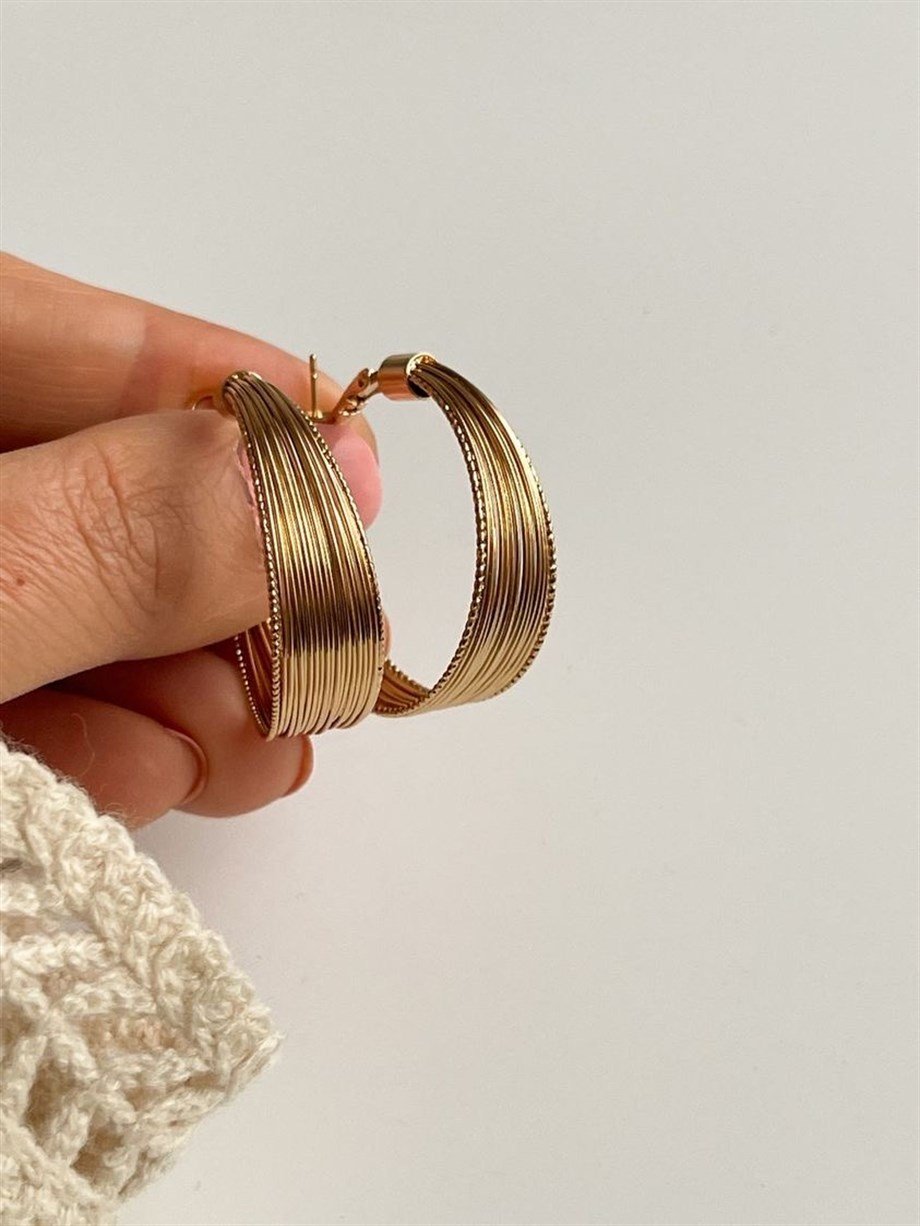Özel Kaplama Hasır Halka Küpe (3.5 Cm)