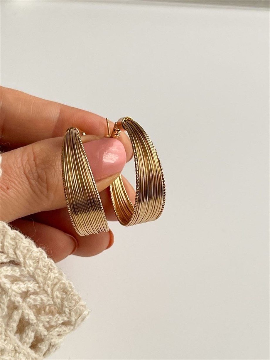 Özel Kaplama Hasır Halka Küpe (3.5 Cm)