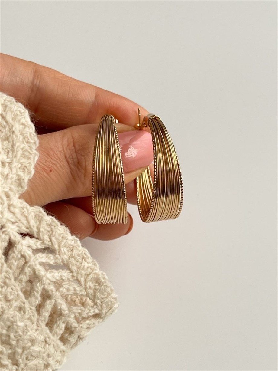 Özel Kaplama Hasır Halka Küpe (3.5 Cm)