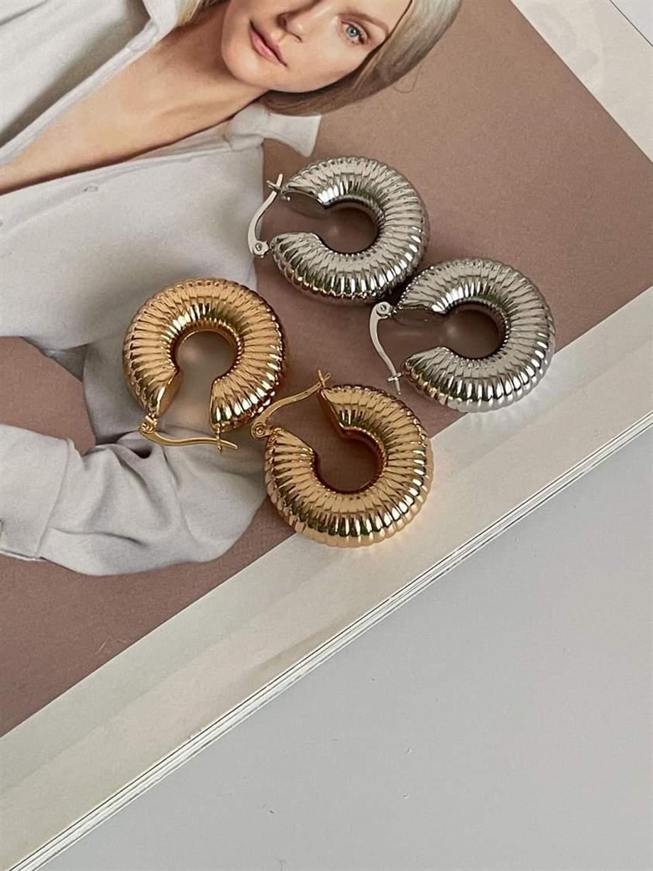Özel Kaplama İçi Boş Hafif Midye Küpe (3 Cm)