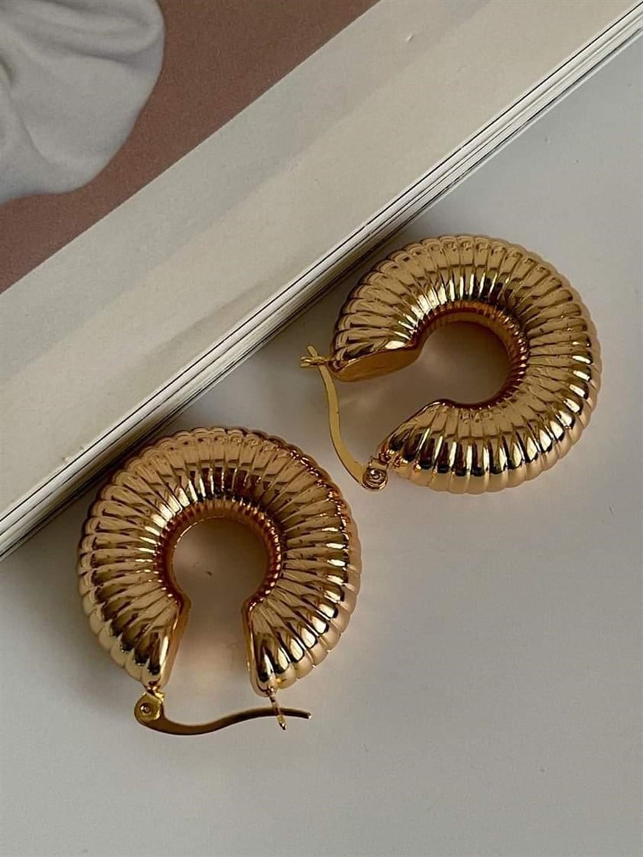 Özel Kaplama İçi Boş Hafif Midye Küpe (3 Cm)