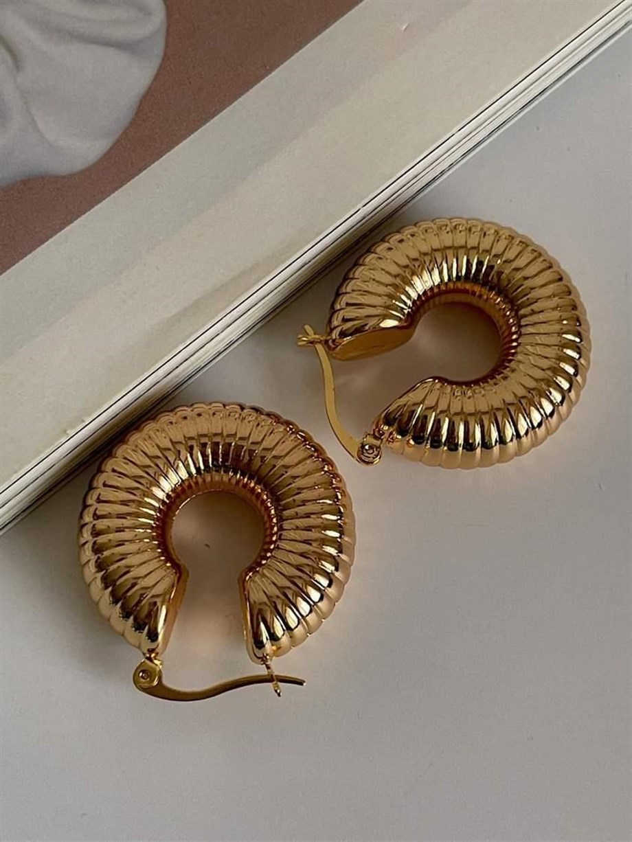 Özel Kaplama İçi Boş Hafif Midye Küpe (3 Cm)