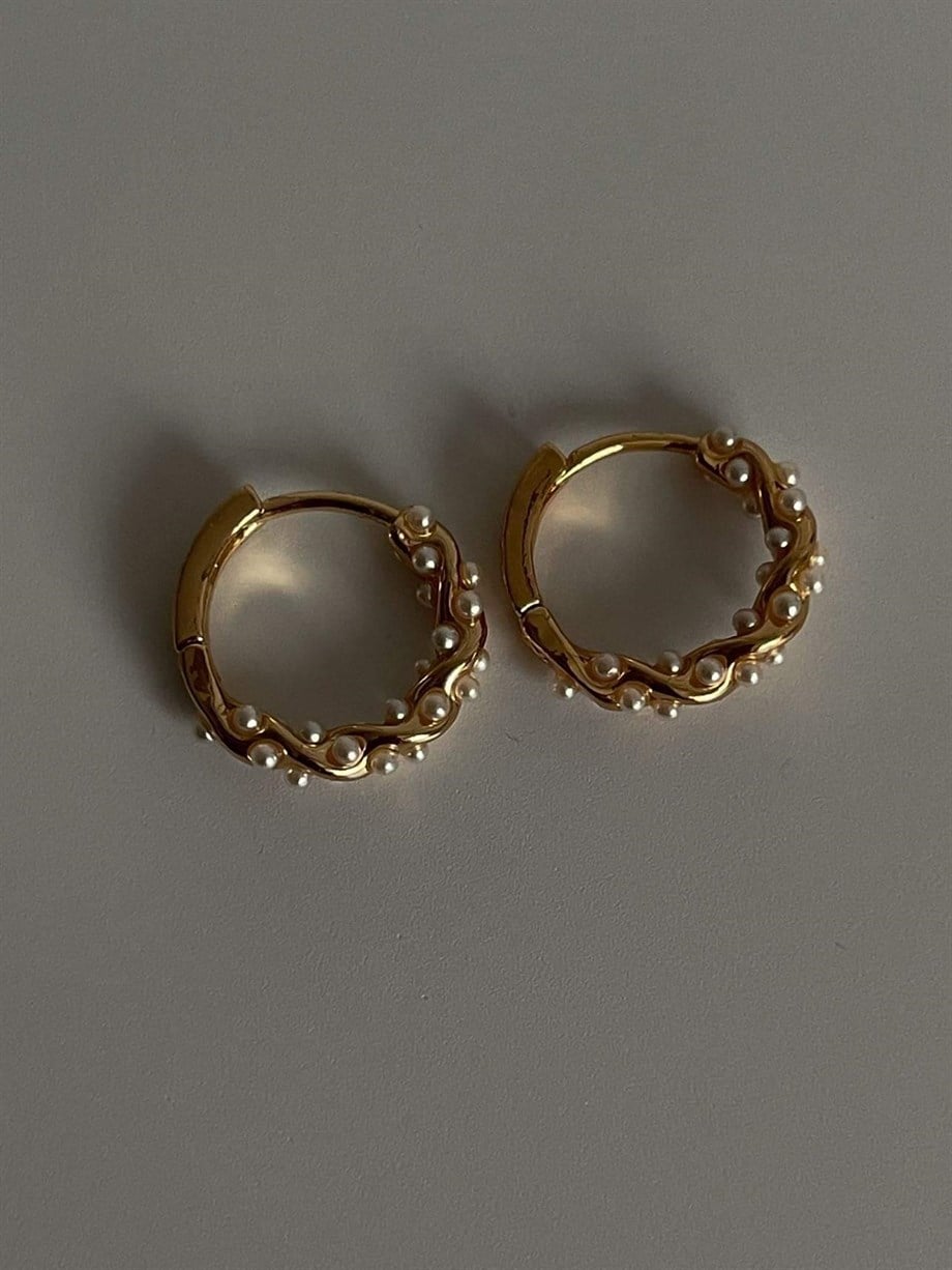 Özel Kaplama İncili Halka Küpe (1.5 Cm)