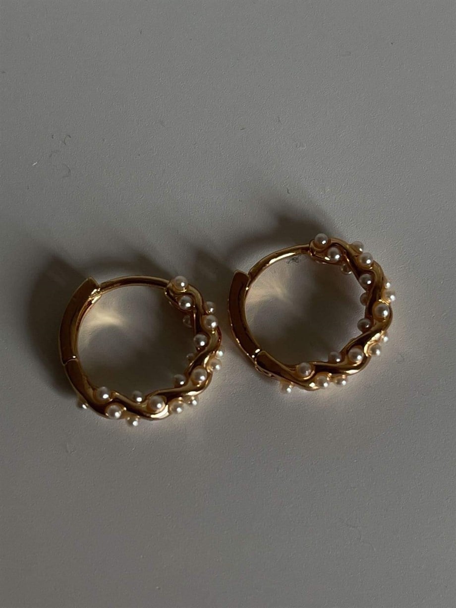 Özel Kaplama İncili Halka Küpe (1.5 Cm)