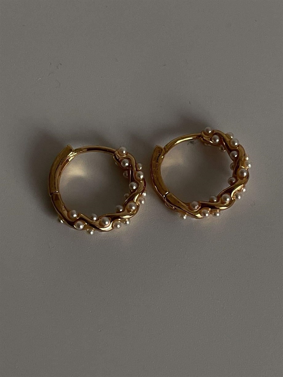 Özel Kaplama İncili Halka Küpe (1.5 Cm)