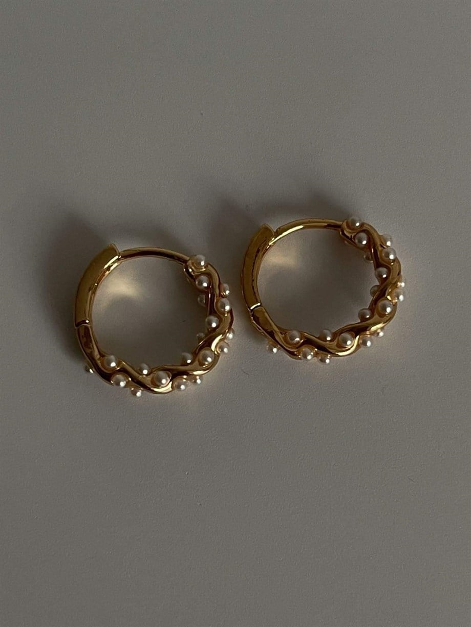 Özel Kaplama İncili Halka Küpe (1.5 Cm)