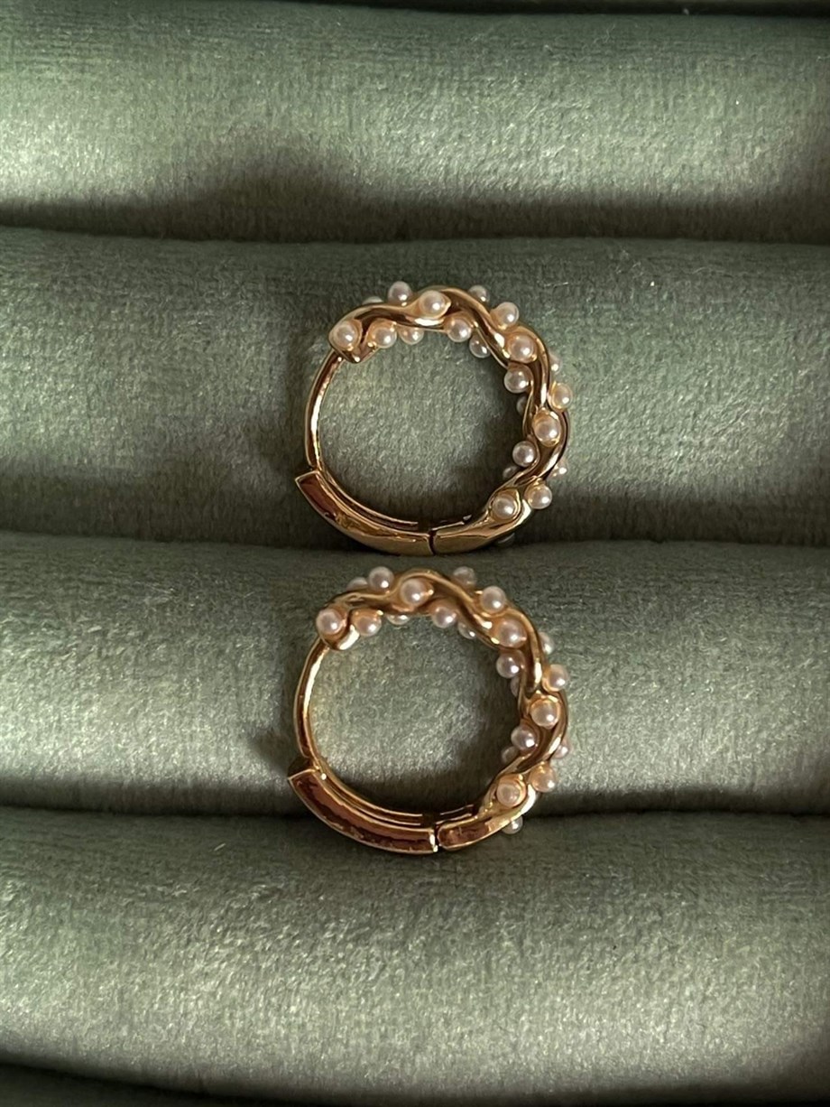 Özel Kaplama İncili Halka Küpe (1.5 Cm)